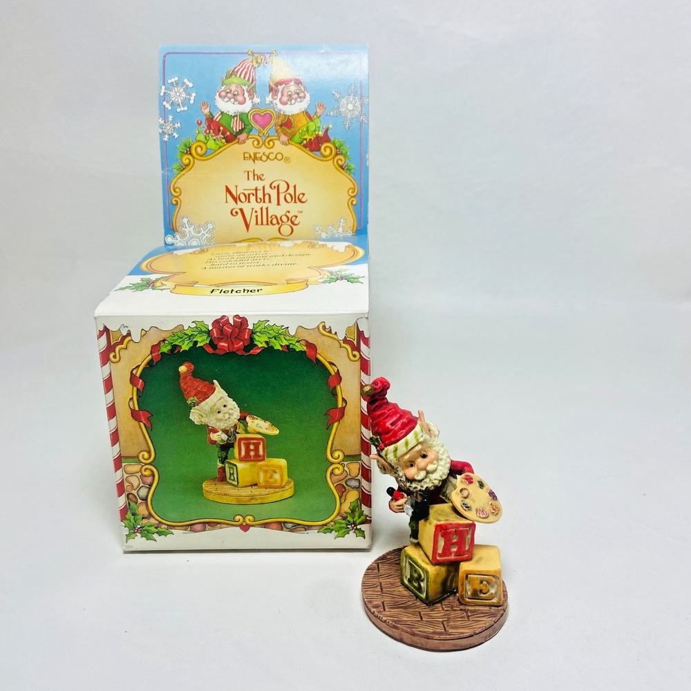 Enesco "North Pole Village" 1986 FLETCHER Elf Figurine‎ #871702 Sandra Zimnicki